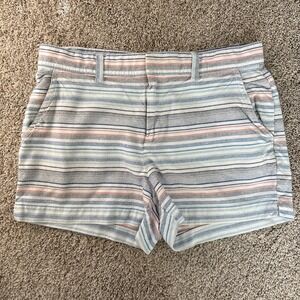 Gap Womens Chino‎ Shorts Size 4 Blue White Orange Striped Shorts 3" Inseam
